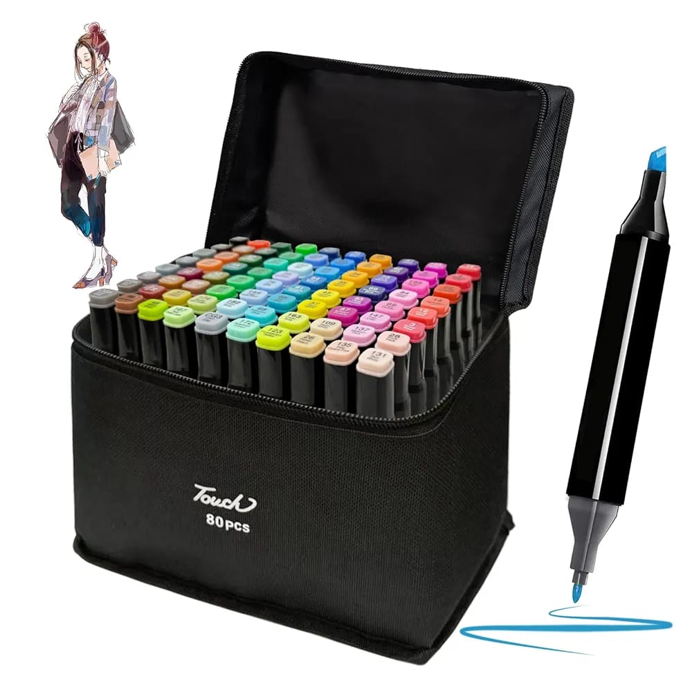 Touch  80 Colors  Markers Set, Dual Tips Blender Art Markers for Drawing Permanent Sketch Markers for adult coloring, Illustrations touch  Based Markers, Artist Pens