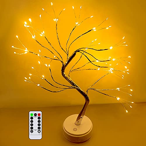 Tabletop Tree Light,VGE 20 Inch 108 LED DIY Artificial Tree Lamp,Battery/USB Operated Copper Wire String Lights for Bonsai Bedroom Desktop Christmas Party Decor Valentines Day Gifts